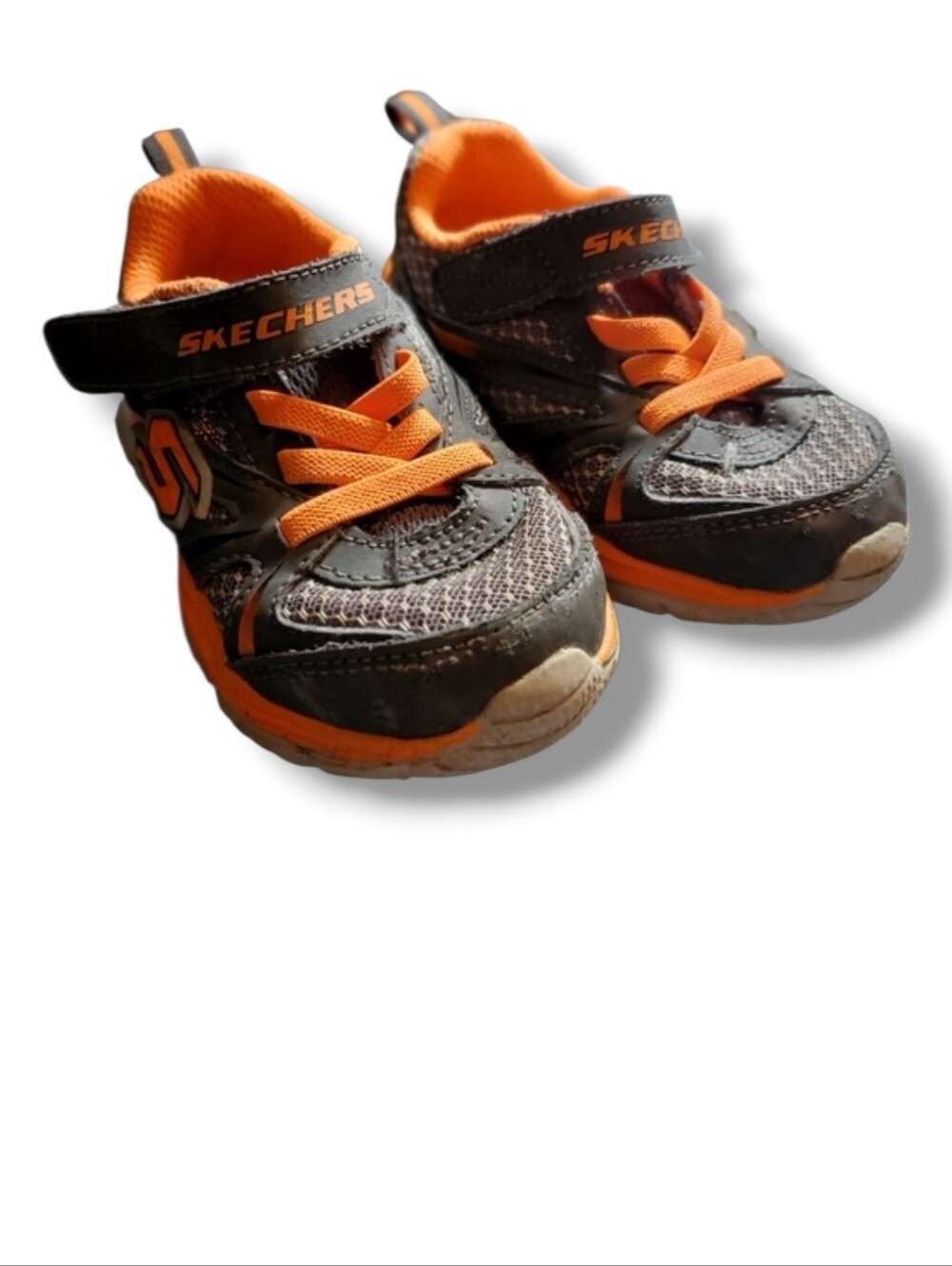 Skechers Kids Gray and Orange Athletic Sneakers